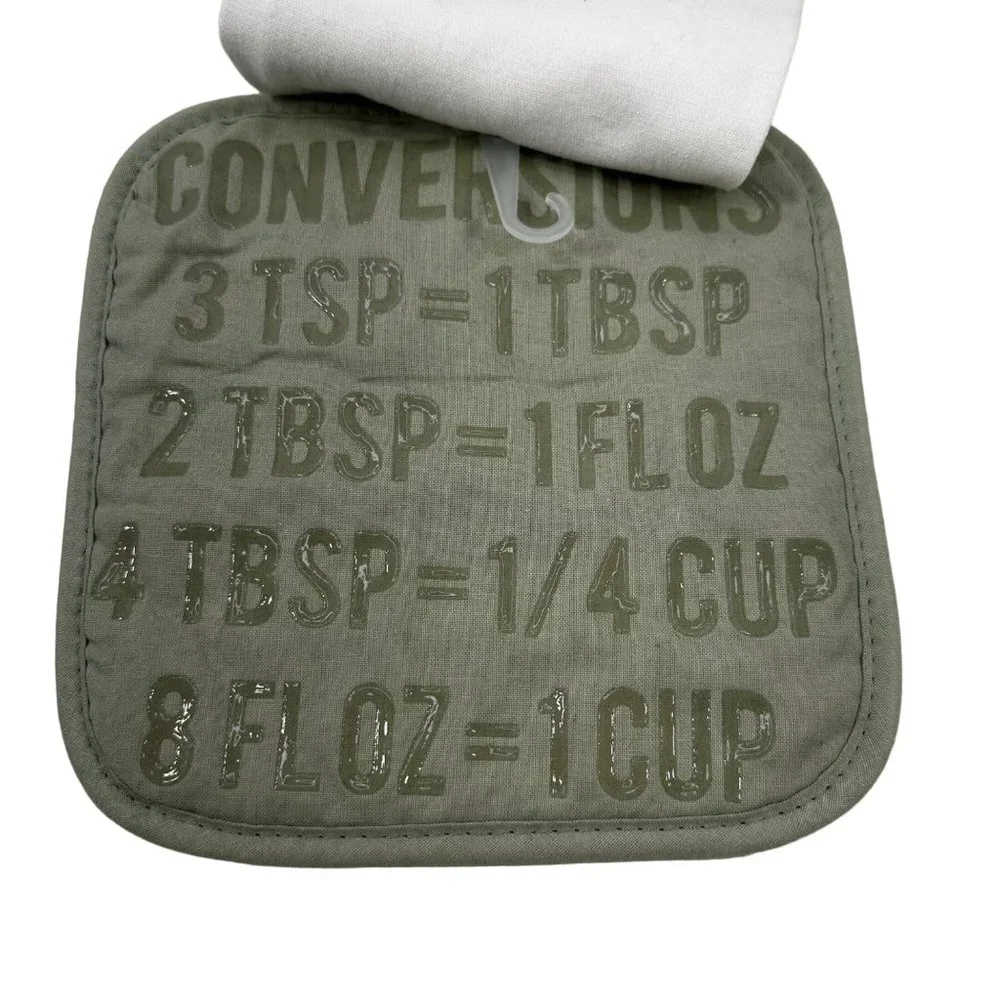 Kitchen Towel And Pot Holder Measure Life With Smiles Green New With Tags